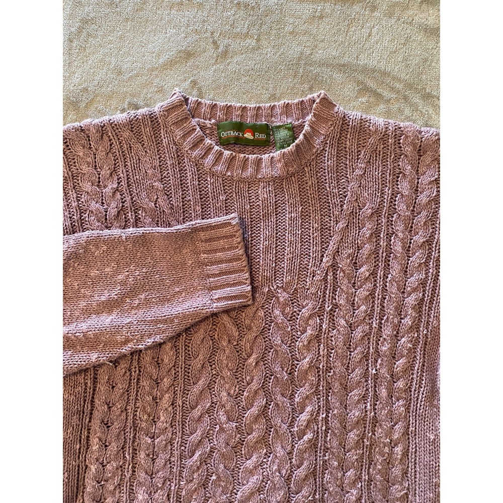 VTG‎ Outback Red Sweater Women Sz M Lilac Cable Knit Linen Blend 90s Cottagecore